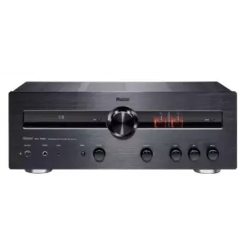 Amplificador estéreo Magnat MA 900 preto, integrado 2x100W RMS, acabamento preto