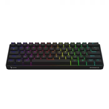 Teclado mecânico gaming SAVIO BLACKOUT X2 BROWN 61 teclas 60% USB QWERTY RGB Outemu Brown