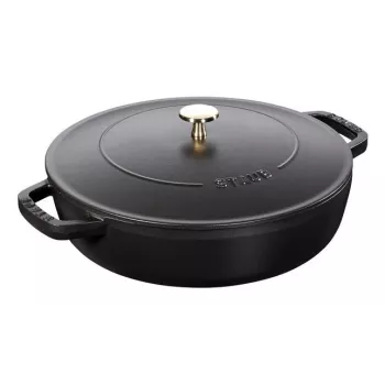 Sauteuse ZWILLING STAUB BRAISERS redonda 28 cm, preta, diâmetro do fundo 22,2 cm