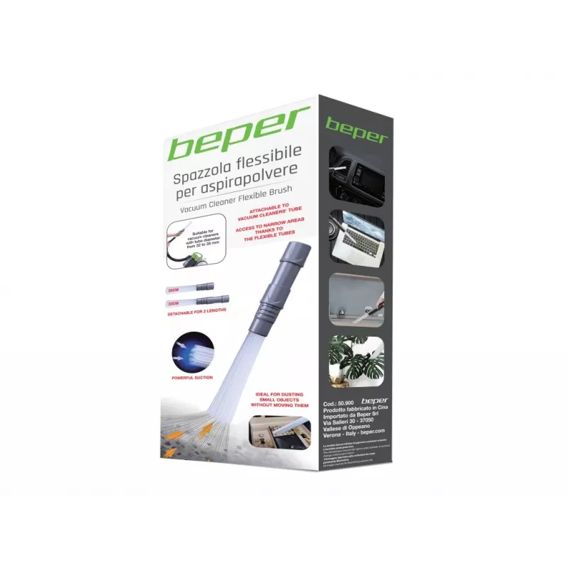 Beper 50.900 escova flexível para frestas de aspirador, mangueira 32-35 mm, 25-33 cm