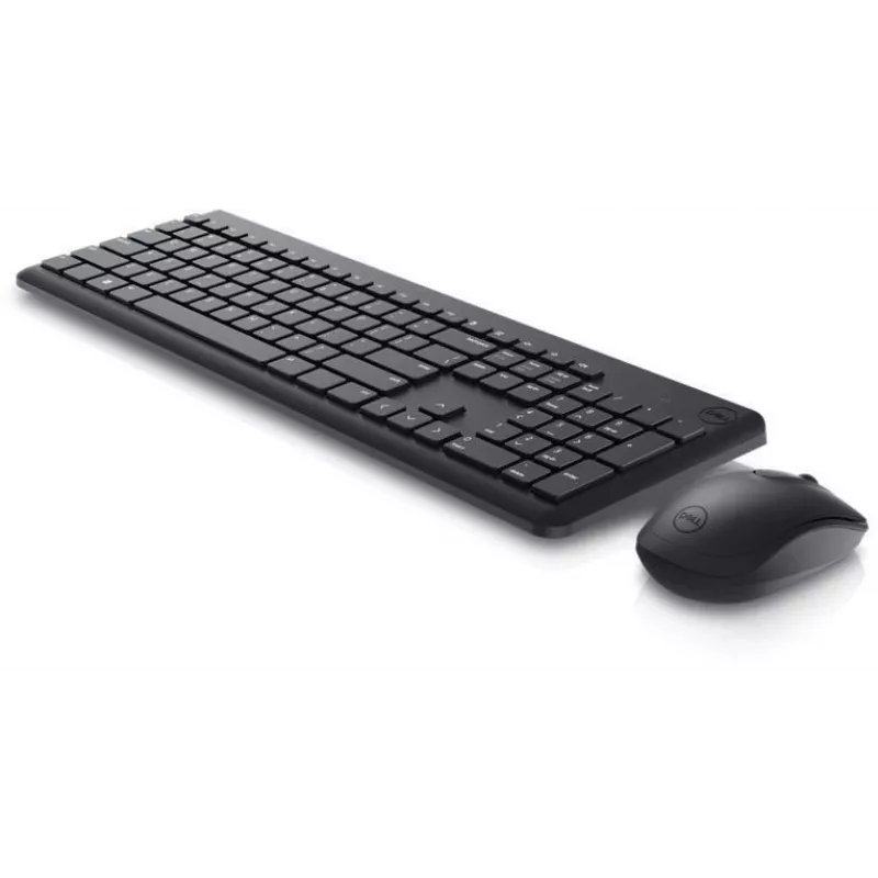 Conjunto teclado e rato sem fios Dell KM3322W preto — layout compacto, ligação sem fios, pilhas incluídas