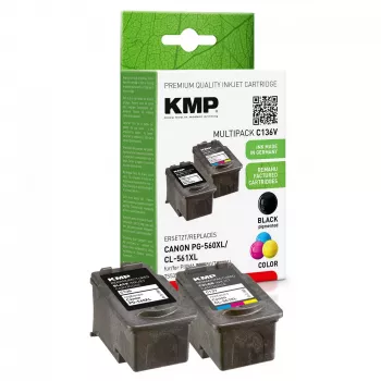 Cartucho KMP Canon PG-560XL / CL-561XL pack de 2 recarregado recondicionado (1581,4005)