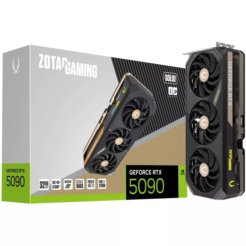 ZOTAC Gaming GeForce RTX 5090 SOLID OC 32GB GDDR7 PCIe 5.0 x16 Placa gráfica (ZT-B50900J-10P)