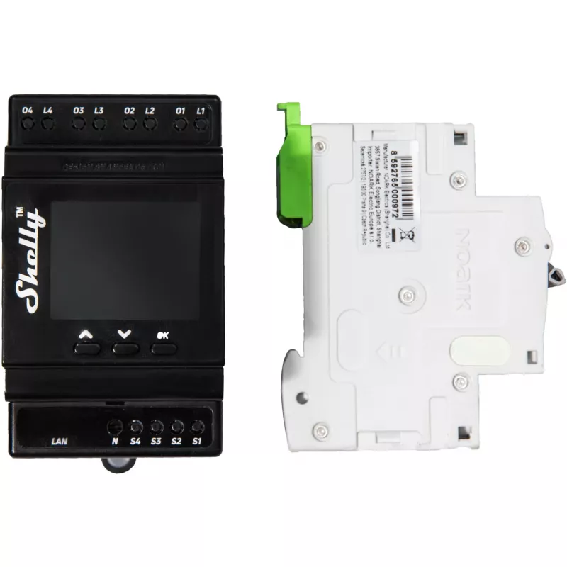 Módulo de relé para calha DIN Shelly 4 canais Pro 4PM Wi‑Fi, 4 canais, AC 110–240 V, medição de potência e energia, montagem em calha DIN