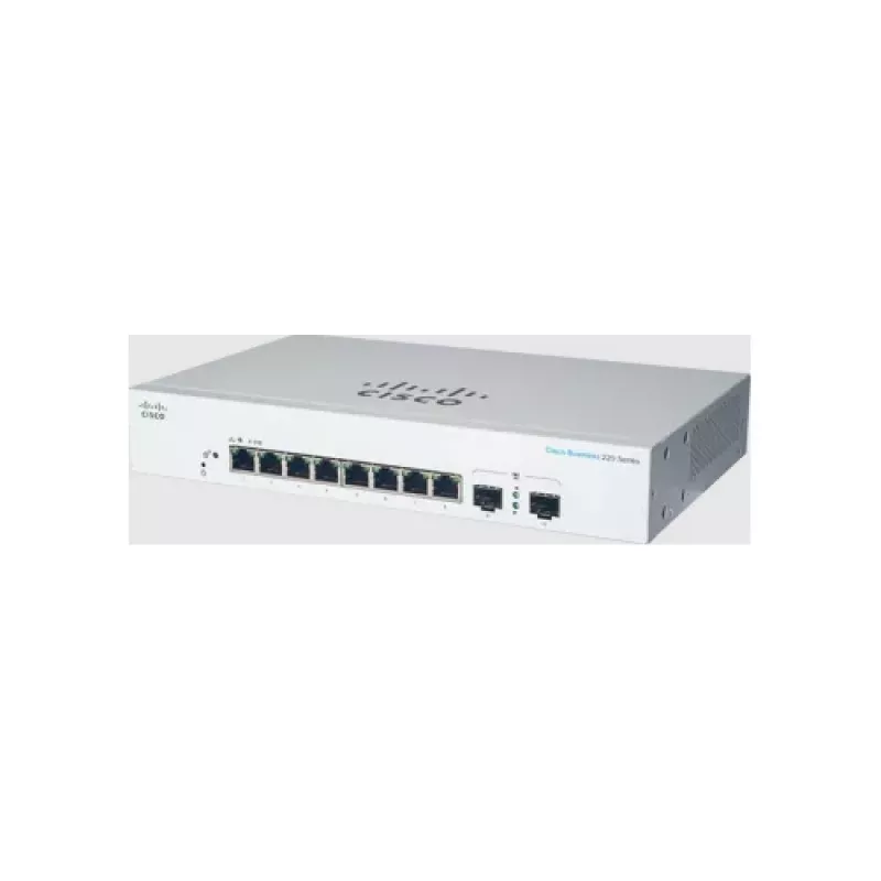 Switch Ethernet Gigabit L2 gerido Cisco CBS220-8T-E-2G — 8x RJ-45 10/100/1000, 2x SFP, 1U, 20 Gbit/s, 8192 MAC
