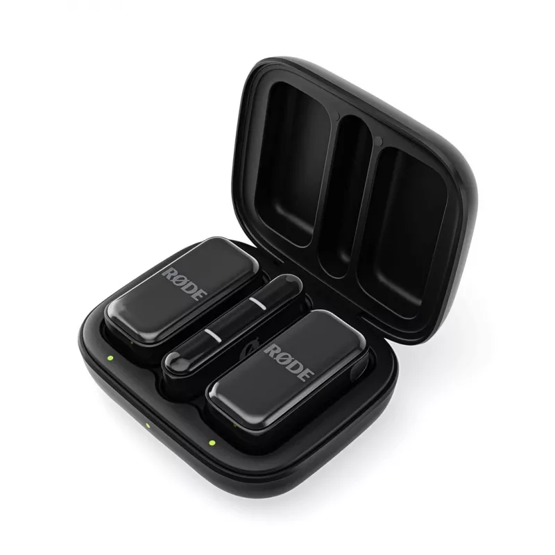 Sistema de microfone sem fios Rode Wireless Micro Lightning — omnidirecional, 48 kHz, 24 bits, alcance de 100 m, bateria de 7 h