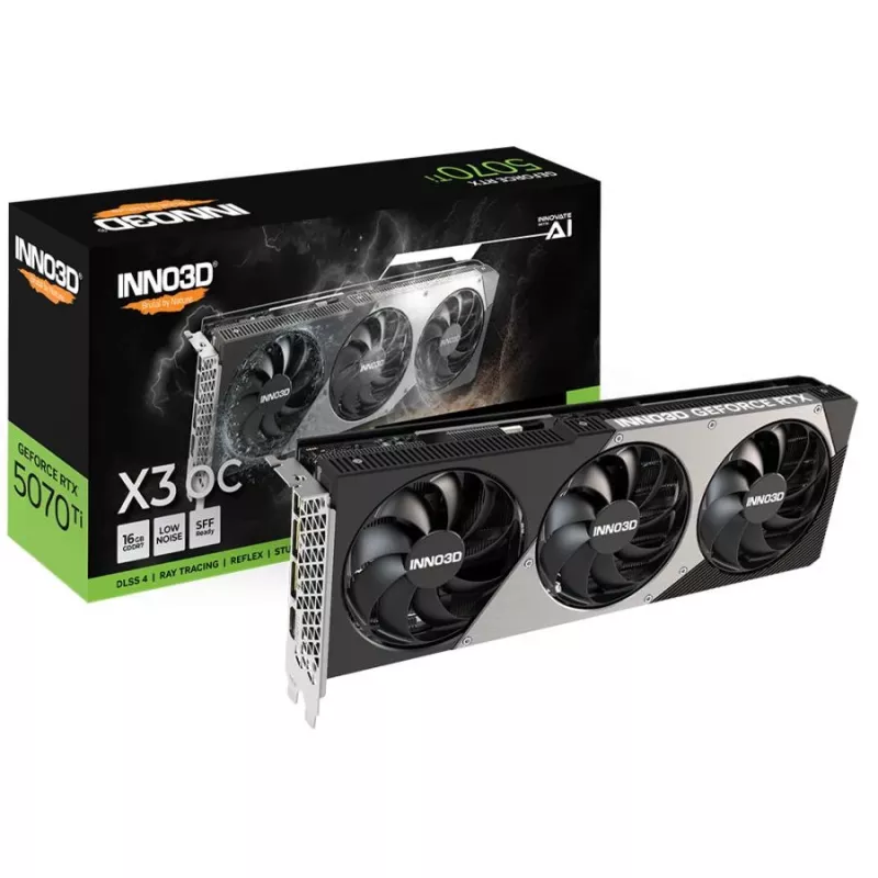 Placa gráfica Inno3D GeForce RTX 5070 Ti — 16 GB GDDR7, PCIe 5.0, 256-Bit, 3x DisplayPort 2.1b + HDMI 2.1b
