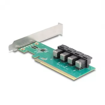 Placa de bifurcação DELOCK PCIe x16 para 4× SFF-8643 NVMe internos, Low-Profile