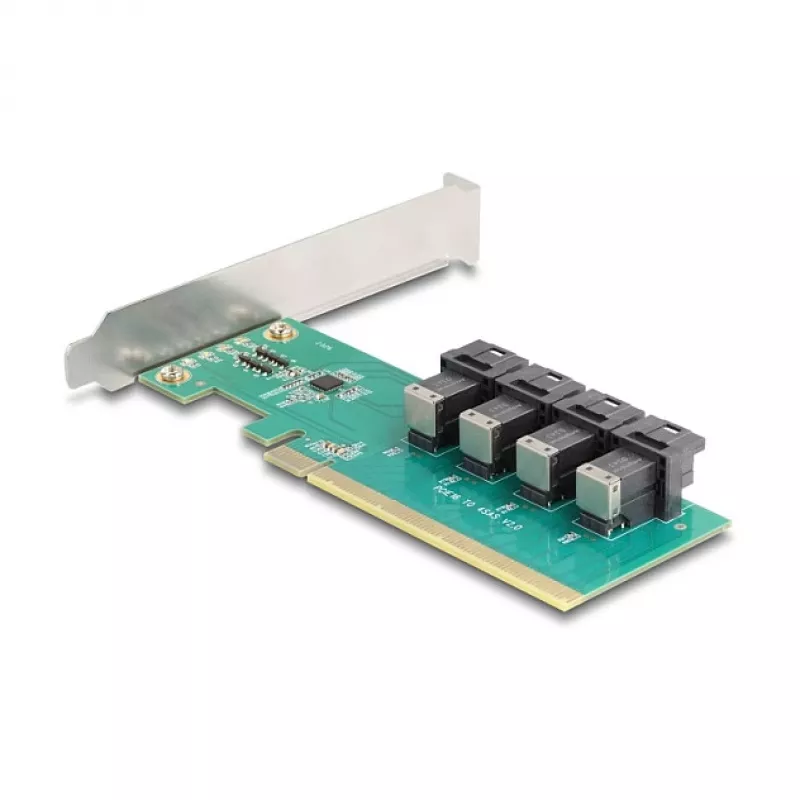 Placa de bifurcação DELOCK PCIe x16 para 4× SFF-8643 NVMe internos, Low-Profile