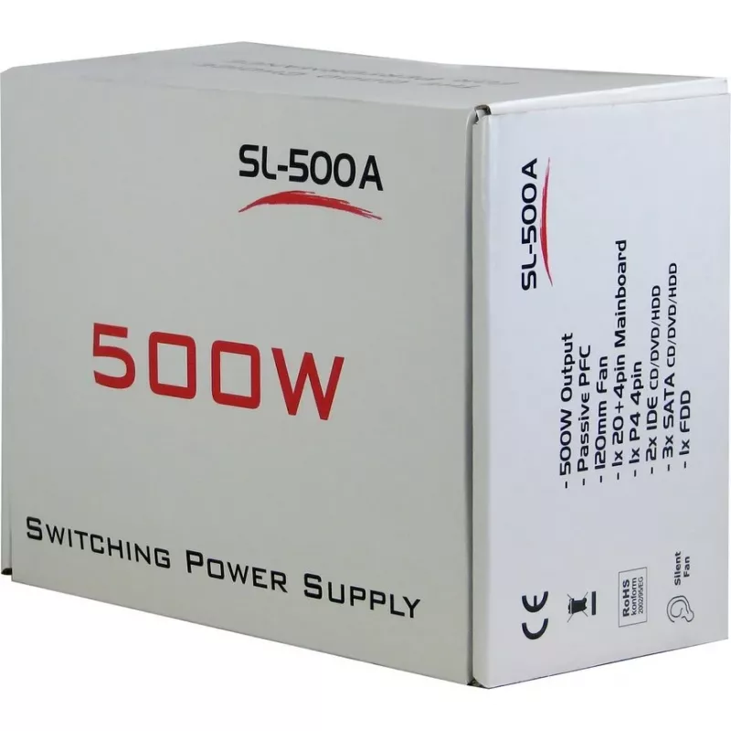 Fonte de alimentação Inter-Tech SL-500W(A) 500W ATX não modular