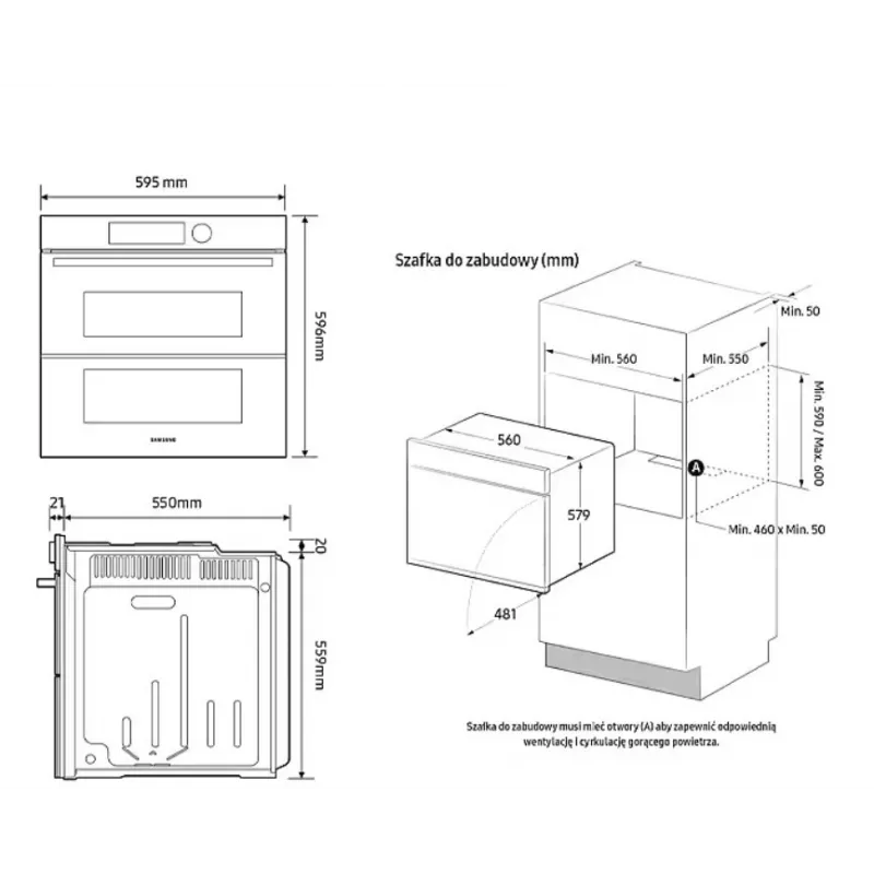 Forno elétrico de encastrar Samsung NV7B42251AK — classe de eficiência energética A+
