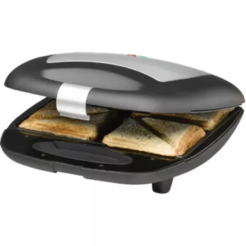 Máquina de sanduíches Rommelsbacher ST 1410 — 4 sanduíches, 1400 W, placas antiaderentes, preto/prateado