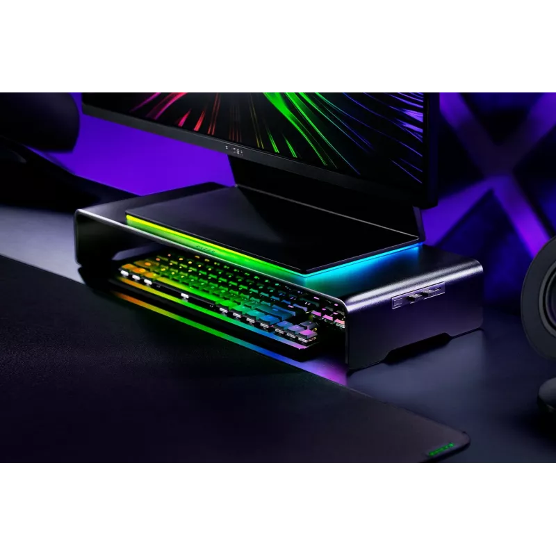 Razer Monitor Stand Chroma RC21-02320100-R3M1 suporte para monitor com dock USB-C integrada, HDMI, iluminação Razer Chroma