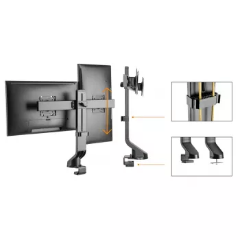 Suporte de monitor MACLEAN MC-854 para dois monitores 17–27 polegadas VESA 75x75 / 100x100, suporte de secretária de braço duplo