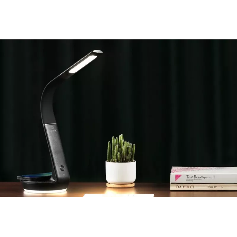 Candeeiro de mesa Hawk HW-LAMP02 preto — regulável, braço ajustável