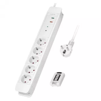 Extensão elétrica LogiLink LPS402 1,5 m 5 tomadas AC para interiores branca