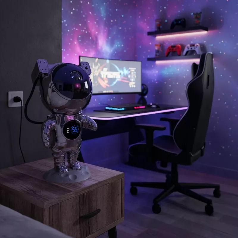 Projetor de estrelas astronauta Hawk HW-STAR02 com relógio Ghrome Edition