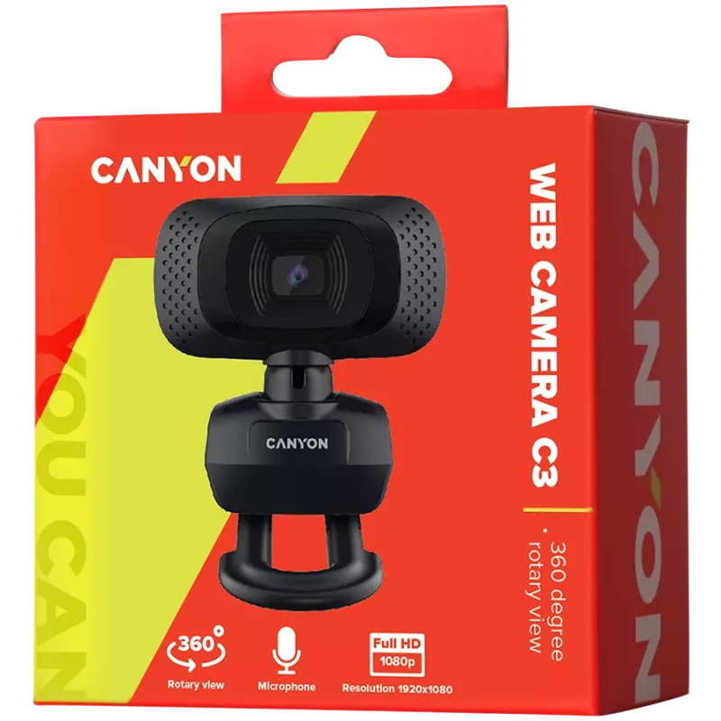 CANYON Webcam C3 HD 720p Preto