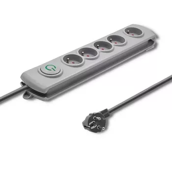 Proteção contra sobretensões Qoltec 50272 cinzento 5 tomadas AC 230V 3m
