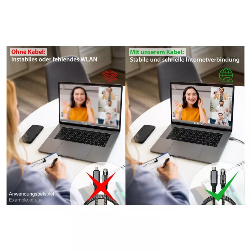Good Connections Cabo Ethernet USB-C RJ45, antracite, 5,0 m
