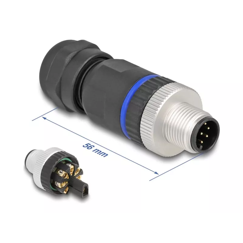 Conector M12 DeLOCK codificação A 8 pinos ficha ligação por parafuso