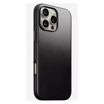 Capa para telemóvel Nomad Modern Leather Case para iPhone 16 Pro Max, 6,9 polegadas (17,5 cm), preta, pele+PC+TPU