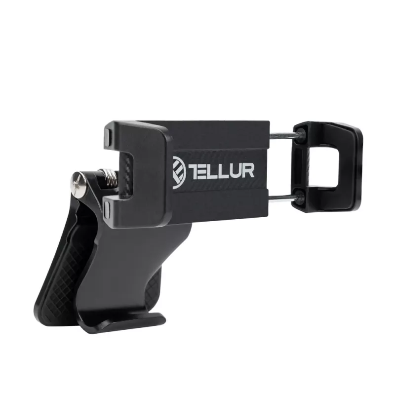 Suporte para telefone Tellur TLL171261 — suporte universal compacto para automóvel e secretária, ângulo ajustável, preto