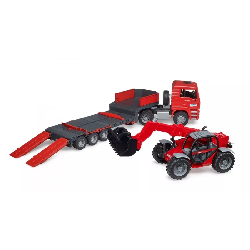 Conjunto de veículos BRUDER MAN TGA camião carregador com carregador Manitou