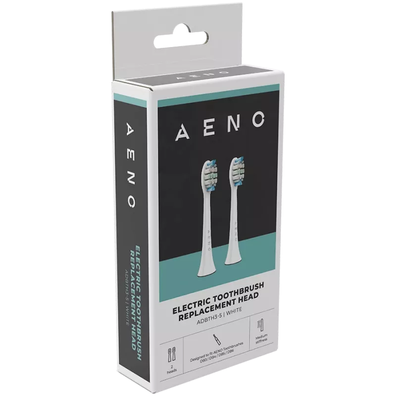 Cabeças de escova de substituição AENO, Branco, cerdas Dupont, conjunto de 2 (para ADB0003/ADB0005 e ADB0004/ADB0006)