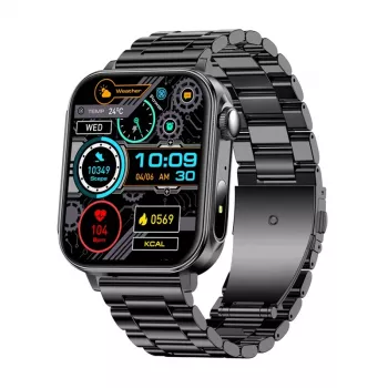 Smartwatch Colmi P80 aço preto com Bluetooth e medidor de frequência cardíaca