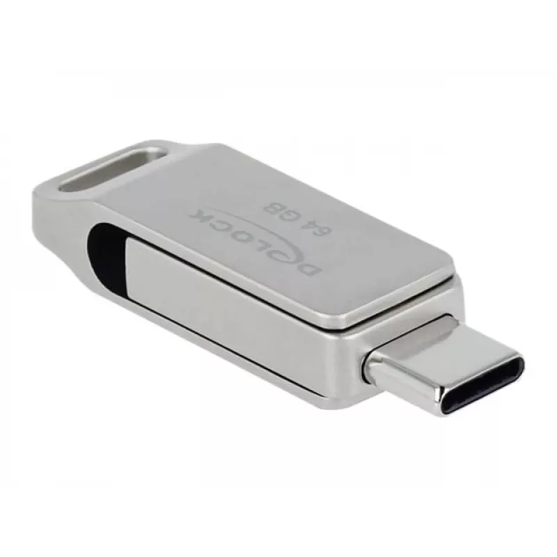Pen USB DeLOCK 64 GB USB-C Type-A rotativa caixa metálica
