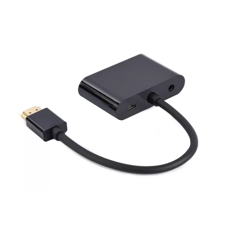 Gembird A-HDMIM-HDMIFVGAF-01 adaptador HDMI macho para HDMI fêmea + VGA fêmea com áudio e porta de alimentação