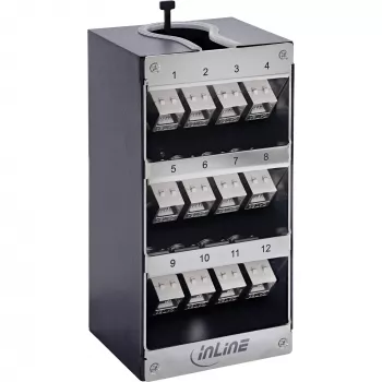 InLine 76203Q patch panel Keystone, 12 portas Cat.6A, montagem em parede/calha DIN