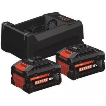 Conjunto inicial EXPERT 2x EXBA 18V-55 + carregador de tensão dupla GAL 12V/18V-80 (preto, 2x bateria de iões de lítio 5,5 Ah, AMPShare Alliance)