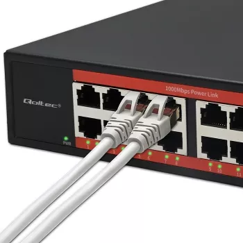 Switch de rede QOLTEC 52364 — Gigabit Ethernet PoE 16xRJ45, 2xSFP