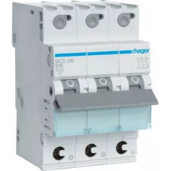 Hager MCS316. Frequência de entrada CA: 50/60 Hz, corrente nominal de saída: 16 A. Largura: 52,5 mm, profundidade: 70 mm, altura: 83,4 mm (MCS316)