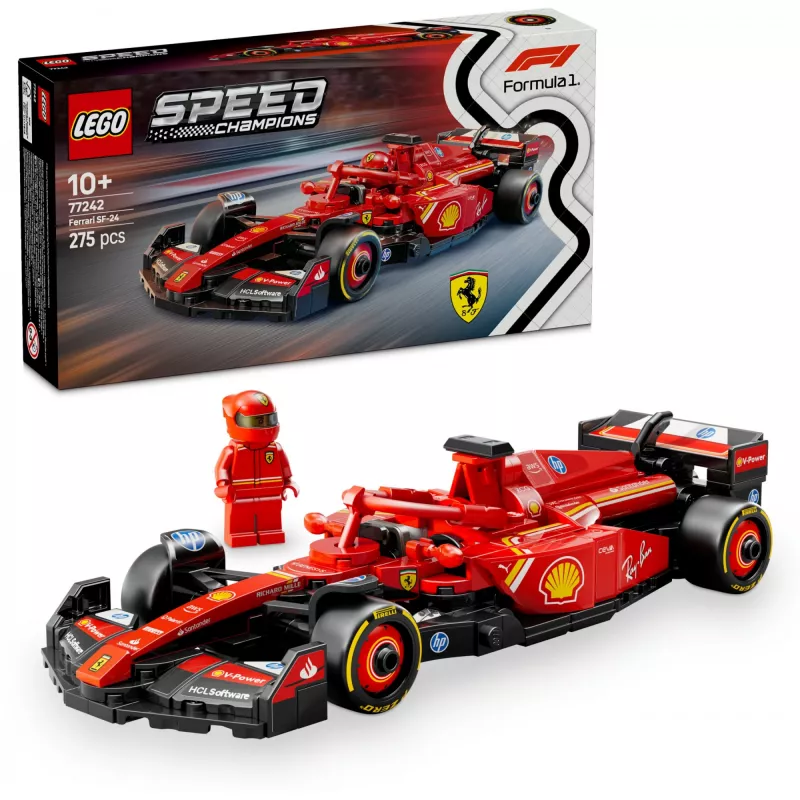 LEGO Speed Champions conjunto de carro de corrida Ferrari SF-24 F1 77242 — 275 peças, 1 minifigura, 10+ anos