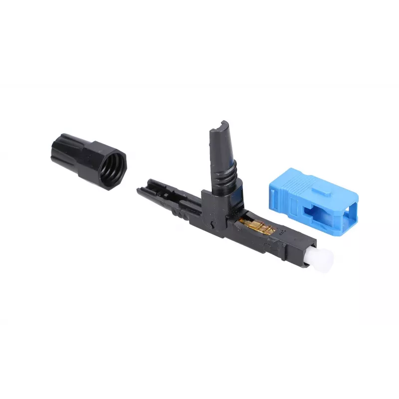 Conector rápido de fibra ótica Extralink SC/UPC macho, embalagem individual, preto ou azul