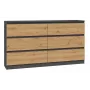 Cómoda Top e Shop M6 140 ANT/ART, 6 gavetas, antracite carvalho, 1380×750×400 mm