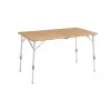 Mesa de campismo Outwell Custer L Brown — tampo em bambu, estrutura em alumínio, 700×1200 mm, 11,5 kg