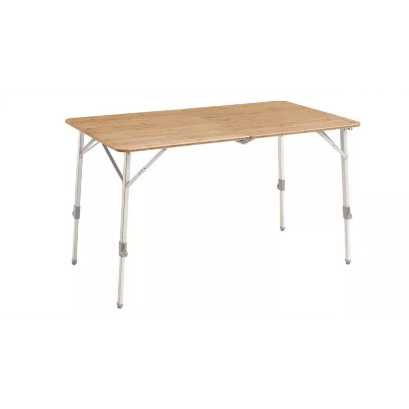 Mesa de campismo Outwell Custer L Brown — tampo em bambu, estrutura em alumínio, 700×1200 mm, 11,5 kg