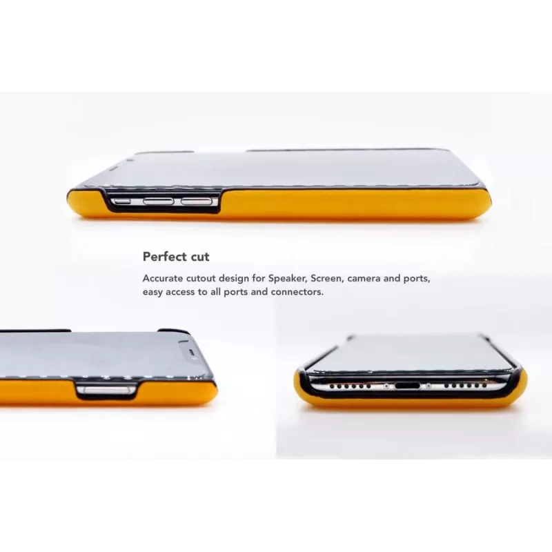 Capa para telemóvel VixFox para iPhone X/XS, amarelo-mostarda, traseira com compartimento para cartões