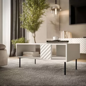 Mesa de centro Cama Meble LUCCA 100 x 55 x 46 cm, retangular branca