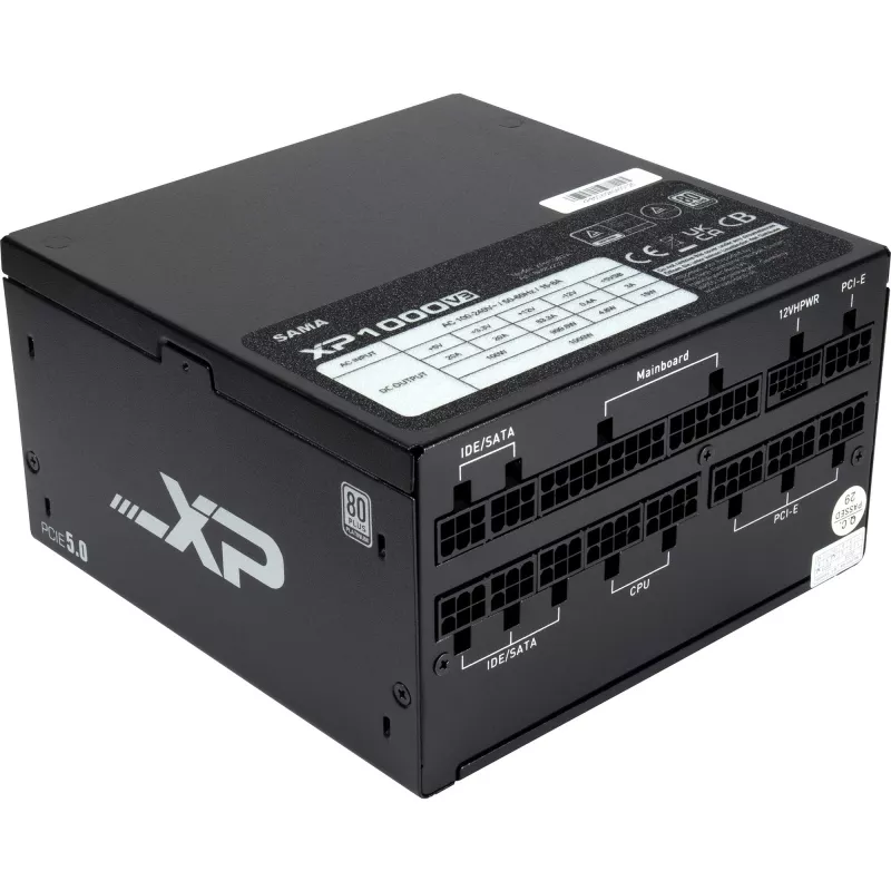 SAMA XPH-1000A, fonte de alimentação para PC 1x 12 pin High Power GPU, 3x PCIe, gestão de cabos, 1000 Watt