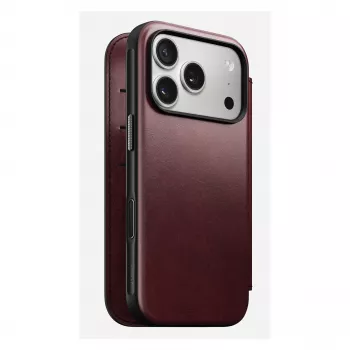 Capa para telemóvel Nomad Modern Leather Folio para Apple iPhone 17 Pro, 6,3 polegadas (16 cm), pele bordô