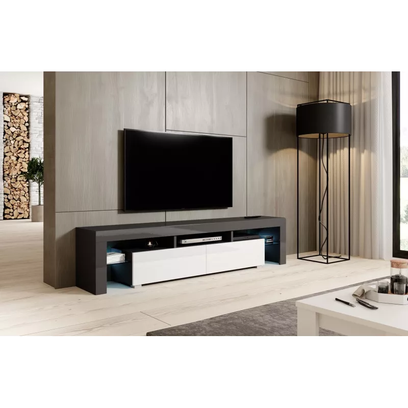 Cama Meble TORO 200 móvel de TV, cinzento/branco brilhante
