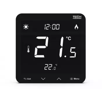 Termostato de ambiente de dois pontos com fios ST-297z v3 Tech Controllers — encastrar, preto