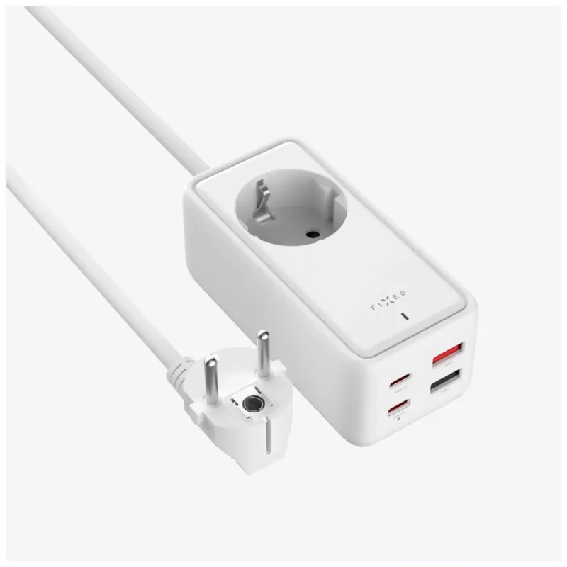 Adaptador de alimentação FIXED FIXCS65-1.5-WH com 2× USB-C PD 65 W e 2× portas USB-A
