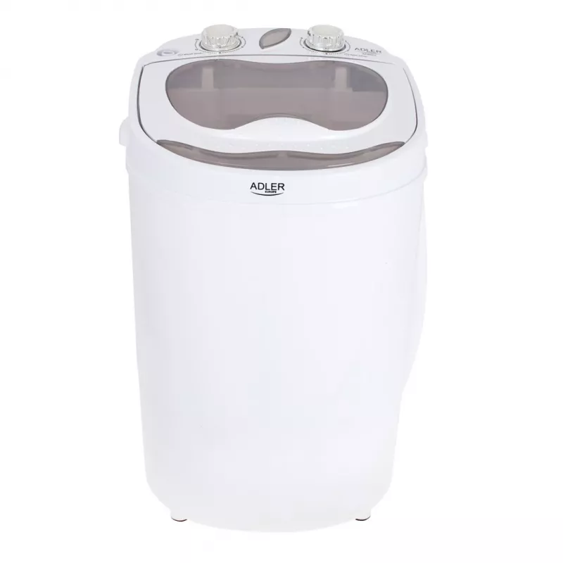 Máquina de lavar de carga superior Adler AD 8055, portátil, capacidade 3 kg, creme, botão rotativo, 150 W