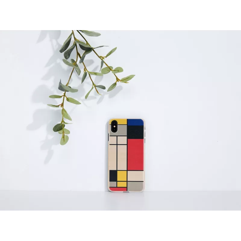 Capa para smartphone man and wood para iPhone X/XS, parte traseira em madeira, moldura branca